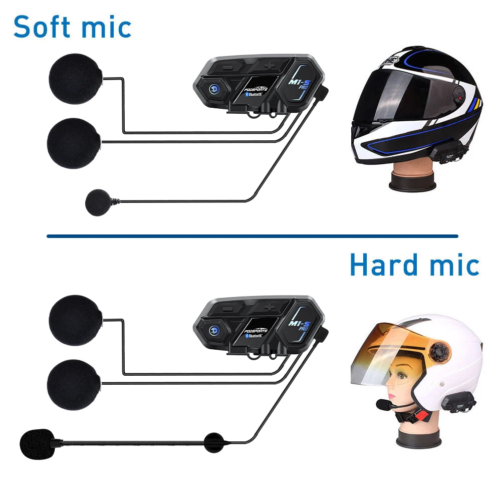 FodSports M1S Pro Accessories Motorcycle Helmet Intercom Parts Wireless Bluetooth Headset Earphone Speaker Hard/Soft Microphone