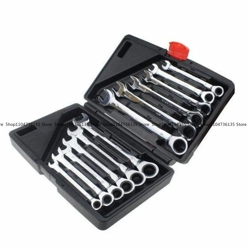 12-Piece Dual-purpose Fixed Nerd Ratchet Wrench Quick Wrench Set, Hardware Tools 72 Teeth 180 Degrees Turn