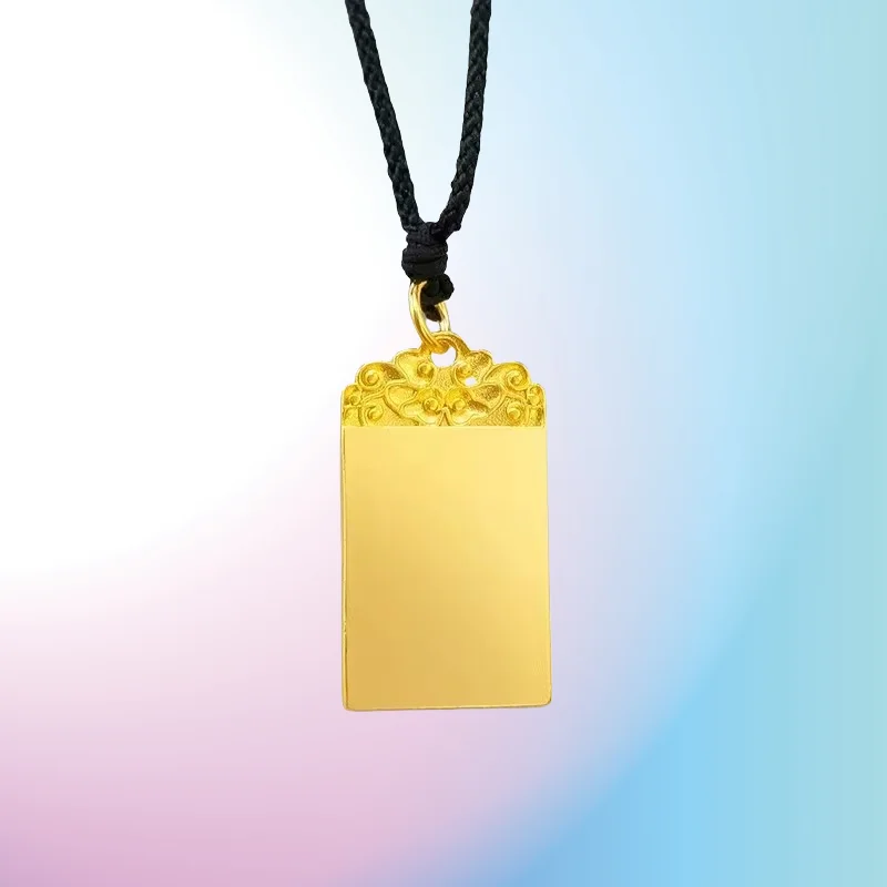 

new 9999 Real Gold 24K No Affair Brand Pendant Men and Women Ancient Law Xiangyun Pattern Ping An No Affair Brand Necklace Penda