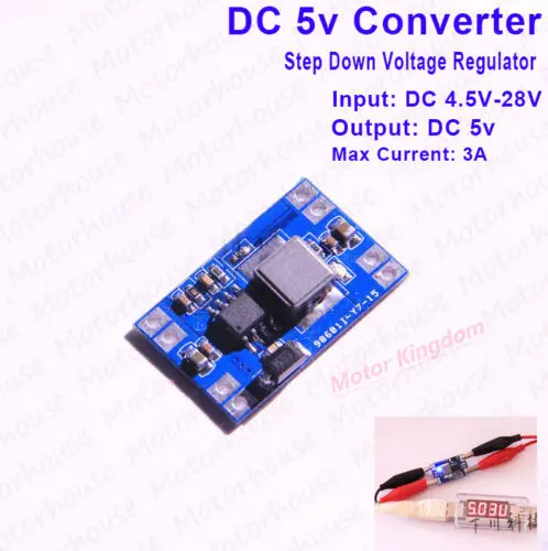 DC-DC Buck Step-down Converter 5V~28V 6V 9V 12V 24V to 5V 3A Power supply Module