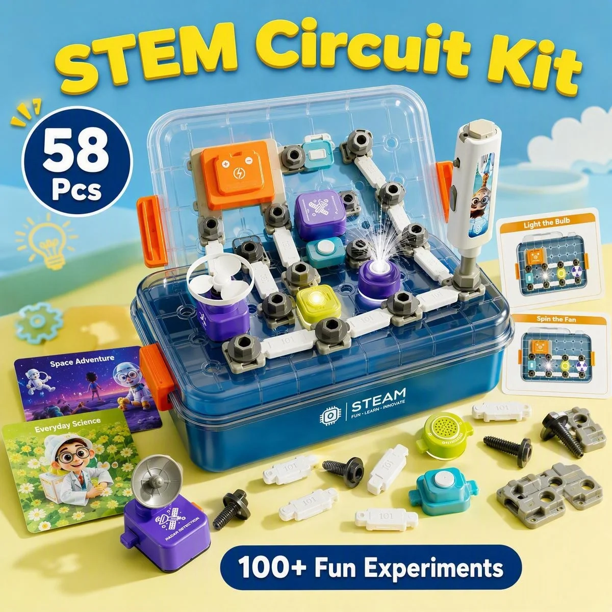 set-di-58-pezzi-per-esperimenti-scientifici-con-circuiti-modulari-per-bambini-giocattolo-educativo-stem-con-100-progetti-di-apprendimento-divertenti