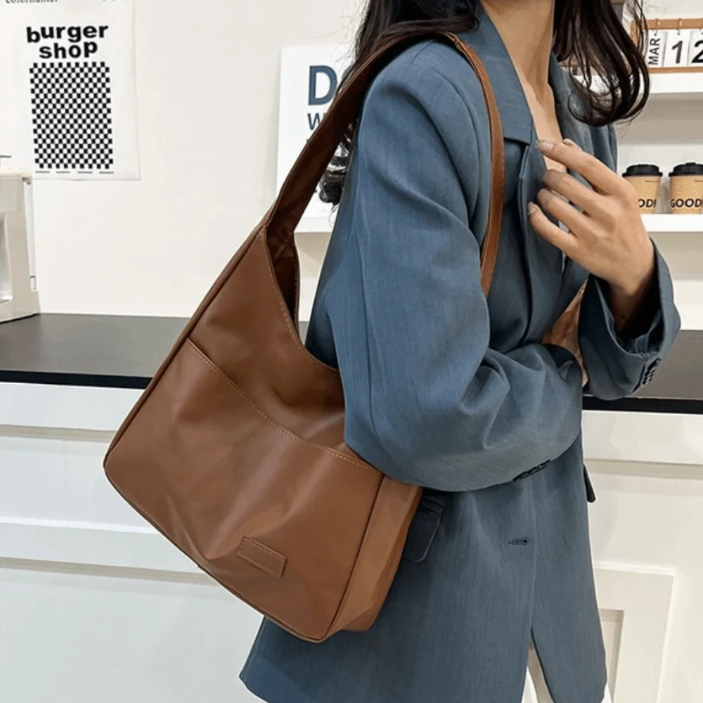 

Soft Solid Color PU Leather Tote Bag Ins Style Korean Bucket Shoulder Bag Large Capacity All-match Women Handbag Commute
