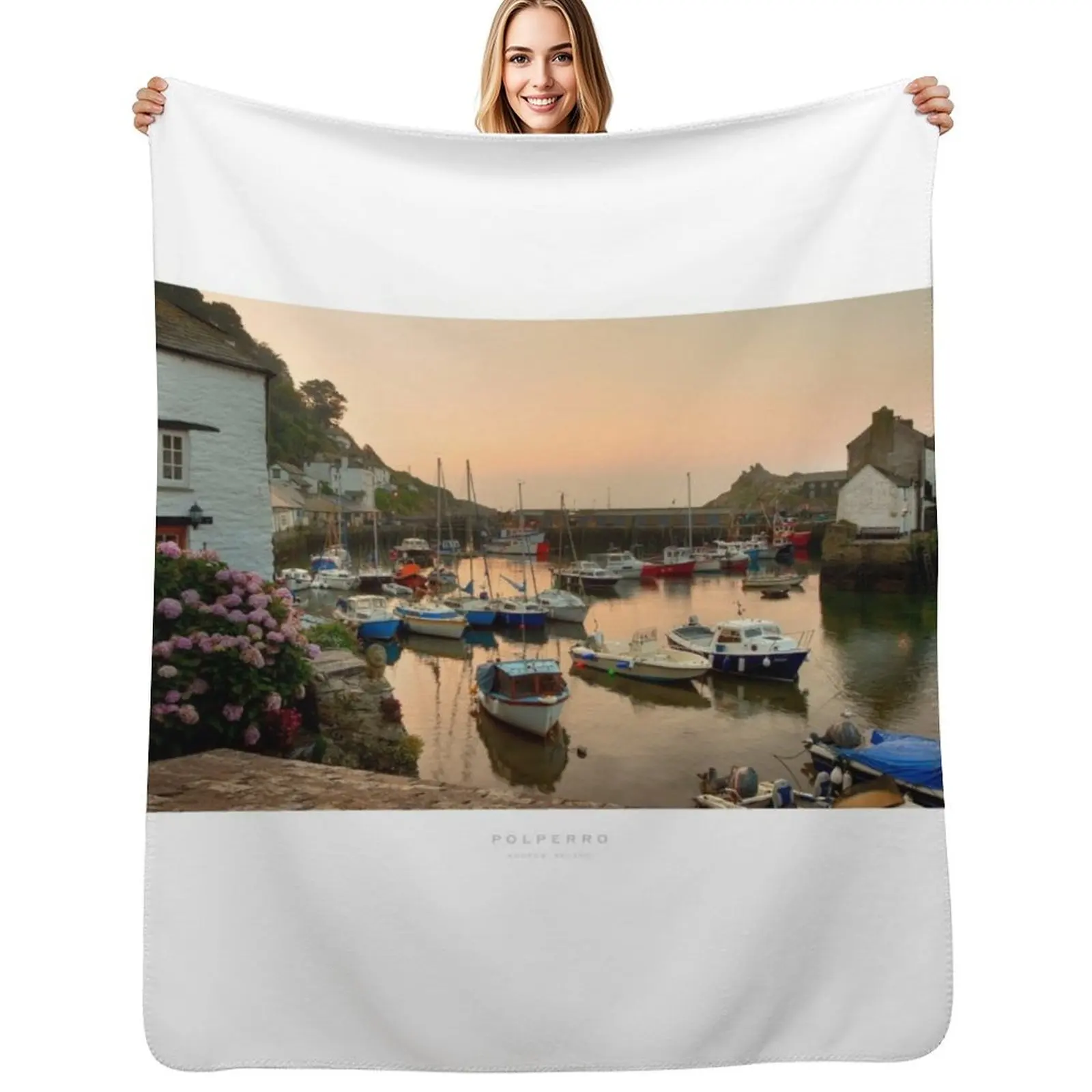 Polperro, Cornwall Throw Blanket for winter Soft Big Personalized Gift Thins Luxury St Luxury Thicken Blankets