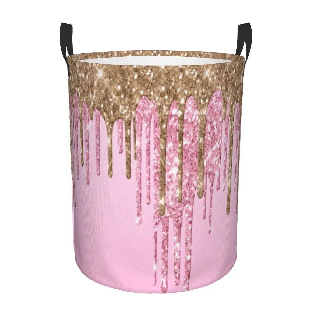 

Блестящие корзины для грязного белья розового золота, складные большие водонепроницаемые корзины для одежды и игрушек для дома и детей