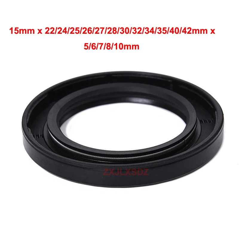 ID 15mm Nitrile Rubber TC Double Lip Oil Seal O Ring Gasket 15mm x 22/24/25/26/27/28/30/32/34/35/40/42mm x 5/6/7/8/10mm