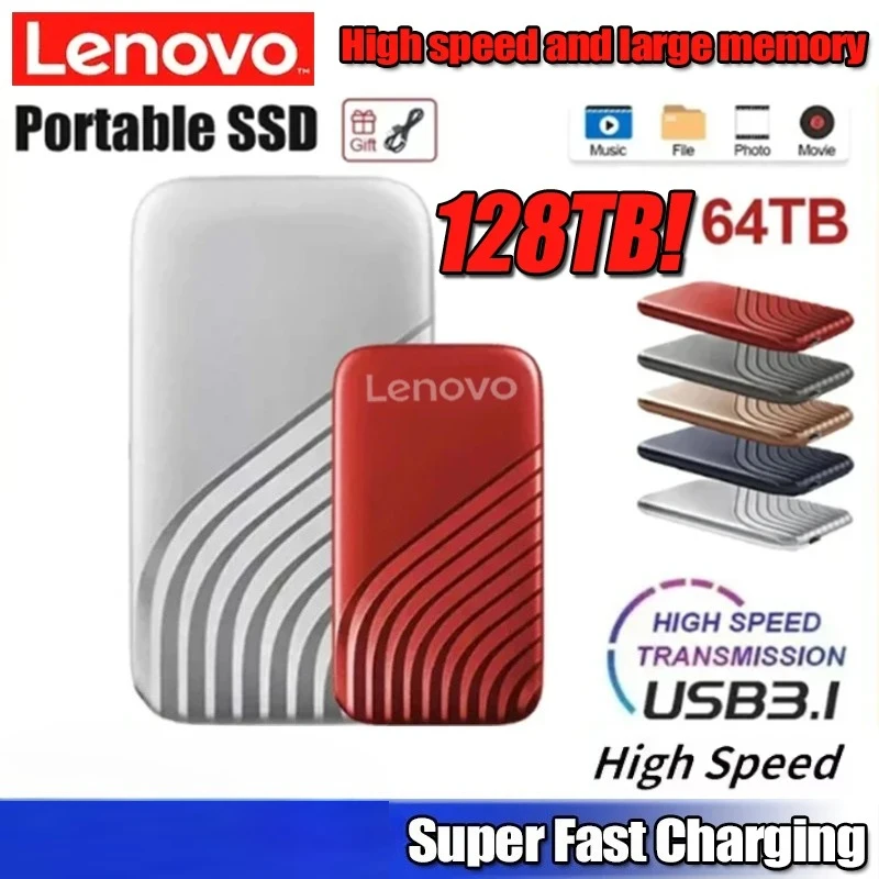 

Внешний SSD-накопитель Lenovo Type-C, высокоскоростной USB 3.1, 2 ТБ, 4 ТБ, 8 ТБ, портативный жесткий диск для ноутбука