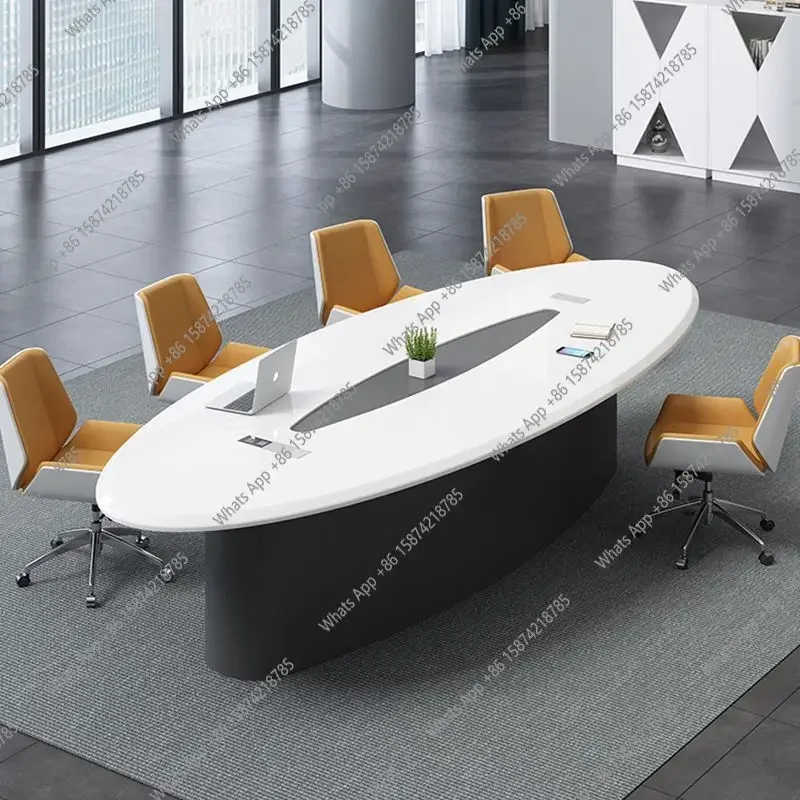 

X White Conference Table Long Table, Simple Modern Small Light Luxury Nordic Negotiation Table And Chair Combination