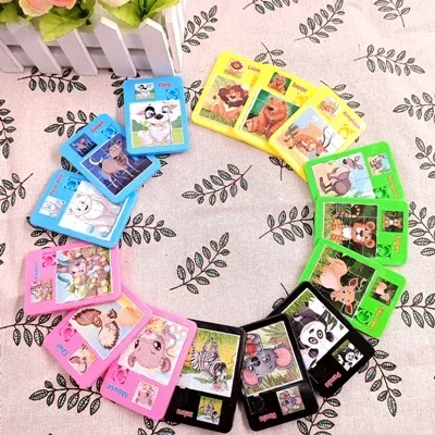 1-16 Number Learning Slide Puzzles Cartoon Educational Toy Letter Animal Children's Jigsaw Puzzle Games Brain Exercise Mini Toys