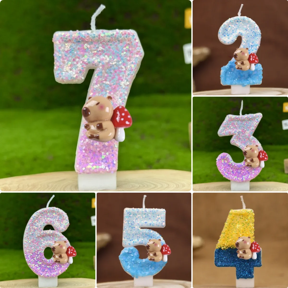Capybara Digit 0-9 Candle New Cute Capibara Birthday Cake Topper Decor Baby Shower Gender Reveal Anniversary Party Supplies Gift