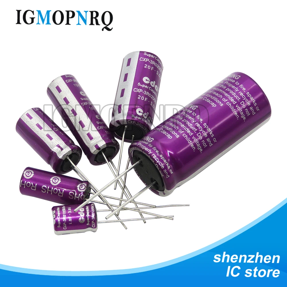 1PCS 3.0V Super capacitor 1.0F 2.0F 3.3F 5.0F 7.0F 10F 15F 20F 25F 30F 50F 60F 100F 120F Farad capacitor