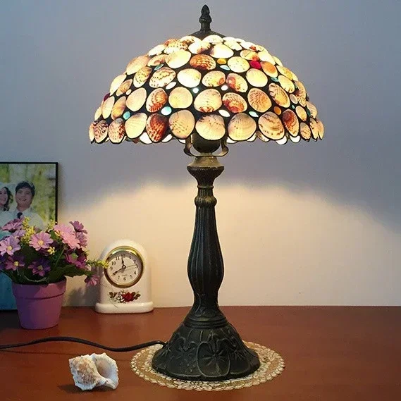 

Настольный светильник в виде ракушки, лампа для кровати, декор комнаты, витраж Luminaria для дома, спальни, прикроватная тумбочка, настольный светильник