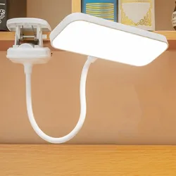 360° Flexible Study Table Lamp with Clip USB Dimmable Night Desk Lamp Bedside Night Light for Bedroom Study Reading Office Work
