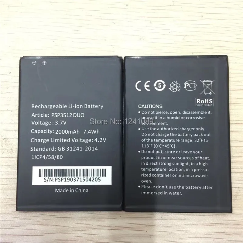 

Mobile phone battery for Prestigio PSP3512 DUO battery 2000mAh High capacity Long standby time for Prestigio PSP3512DUO battery