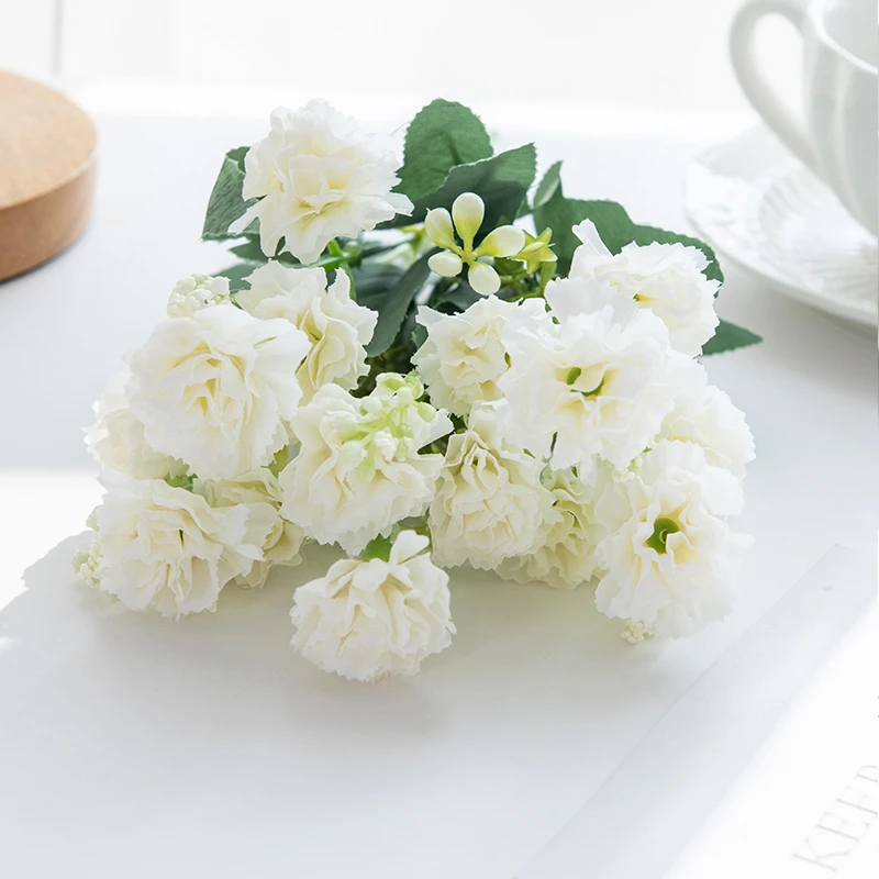 Künstliche Blumen Rose Nelke Festlicher Kranz Zubehör für Außenbereich Garten Zuhause Büro Vase Braut Hochzeitsdekoration DIY Geschenk Requisiten – Detail 18