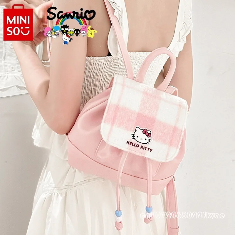 Mochila Sanrio Retro Cartoon para mulheres, bolsa de armazenamento de cordão versátil, alta qualidade, elegante, nova