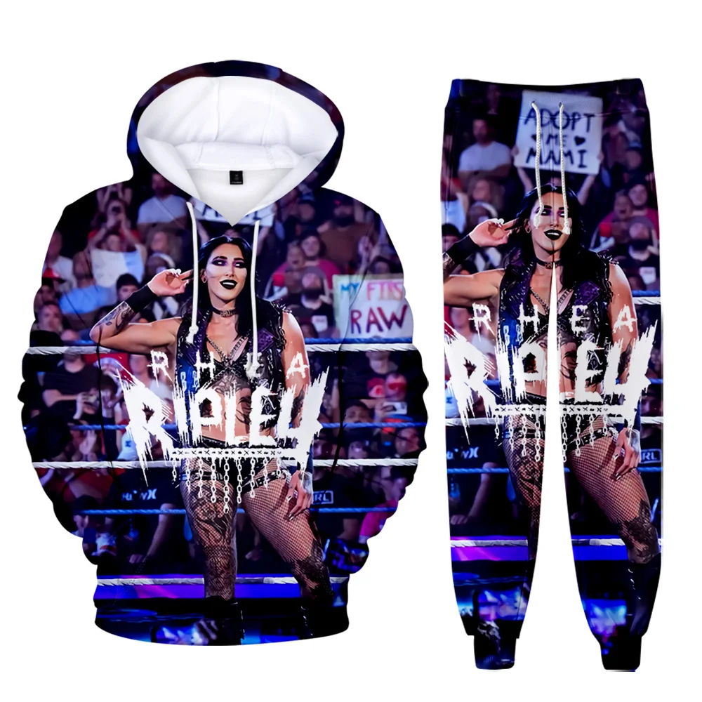 

Комплект худи и брюк Rhea Ripley: толстовка и брюки, повседневная одежда для мужчин и женщин