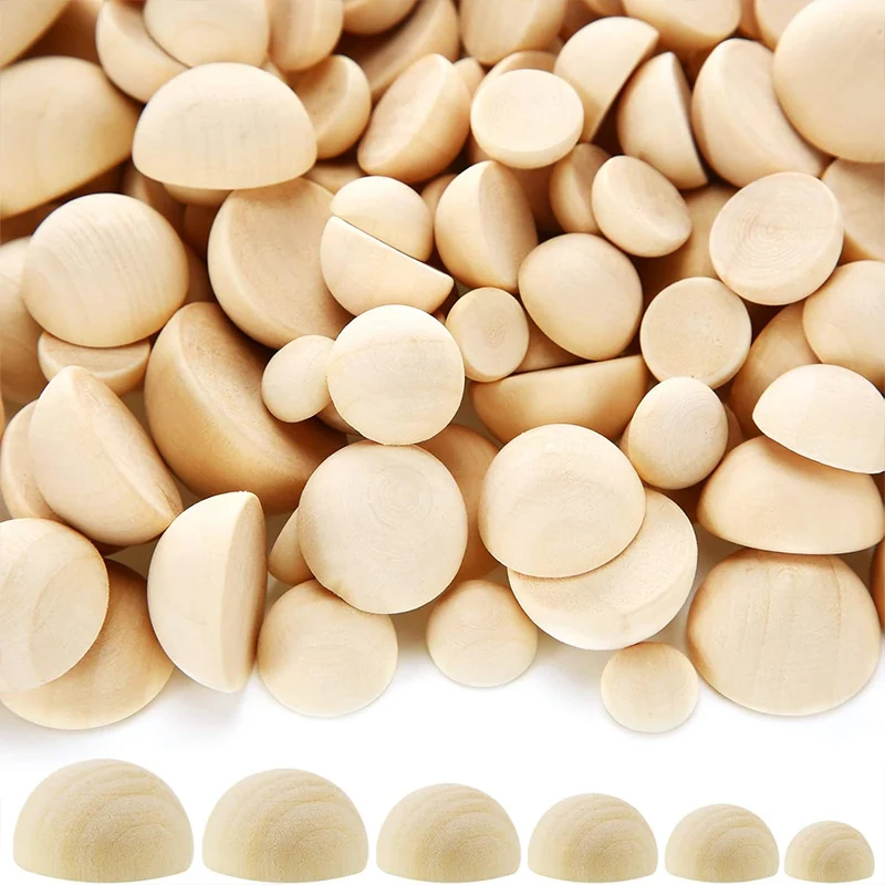 

Diameter 10-30MM Half Wooden Beads Unfinished Natural Half Round Wood Balls Beads for DIY Paint Woodworking Christmas Decor