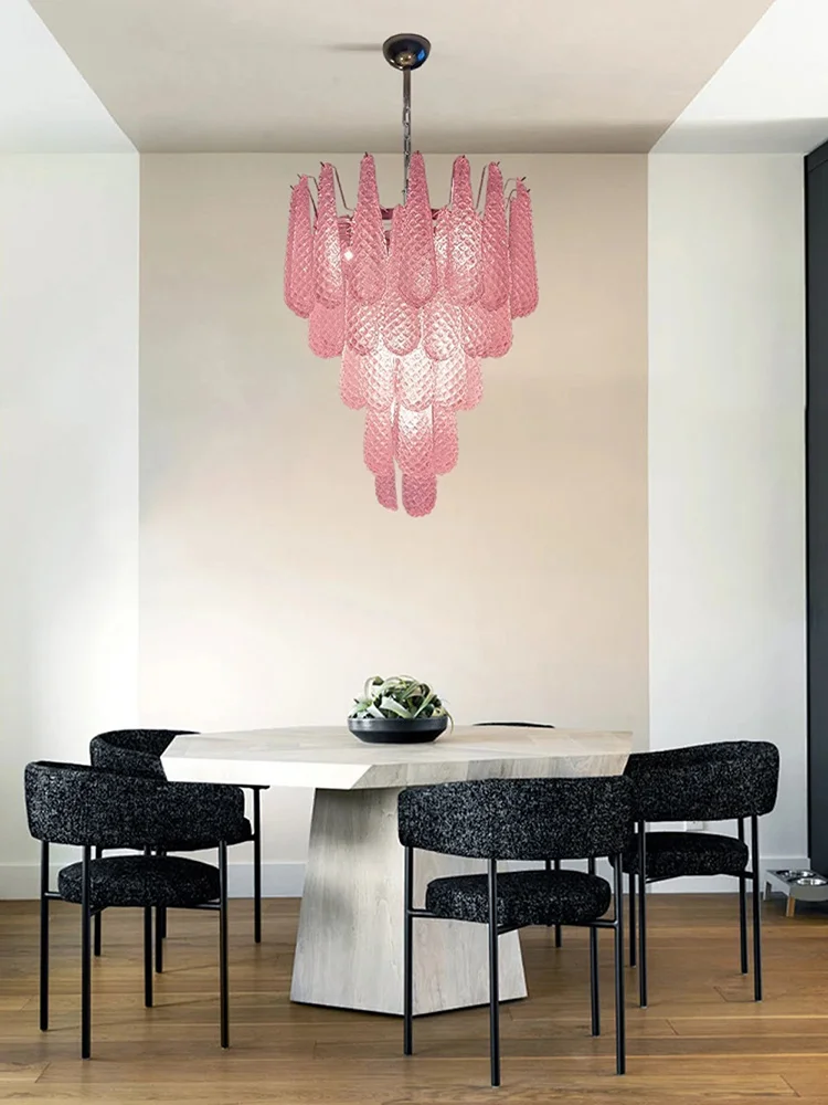 Upgrade Your Home With Exquisite E14 Led Chandeliers Crafted From Blue Glass Dimming Function Hanging Over Living Room