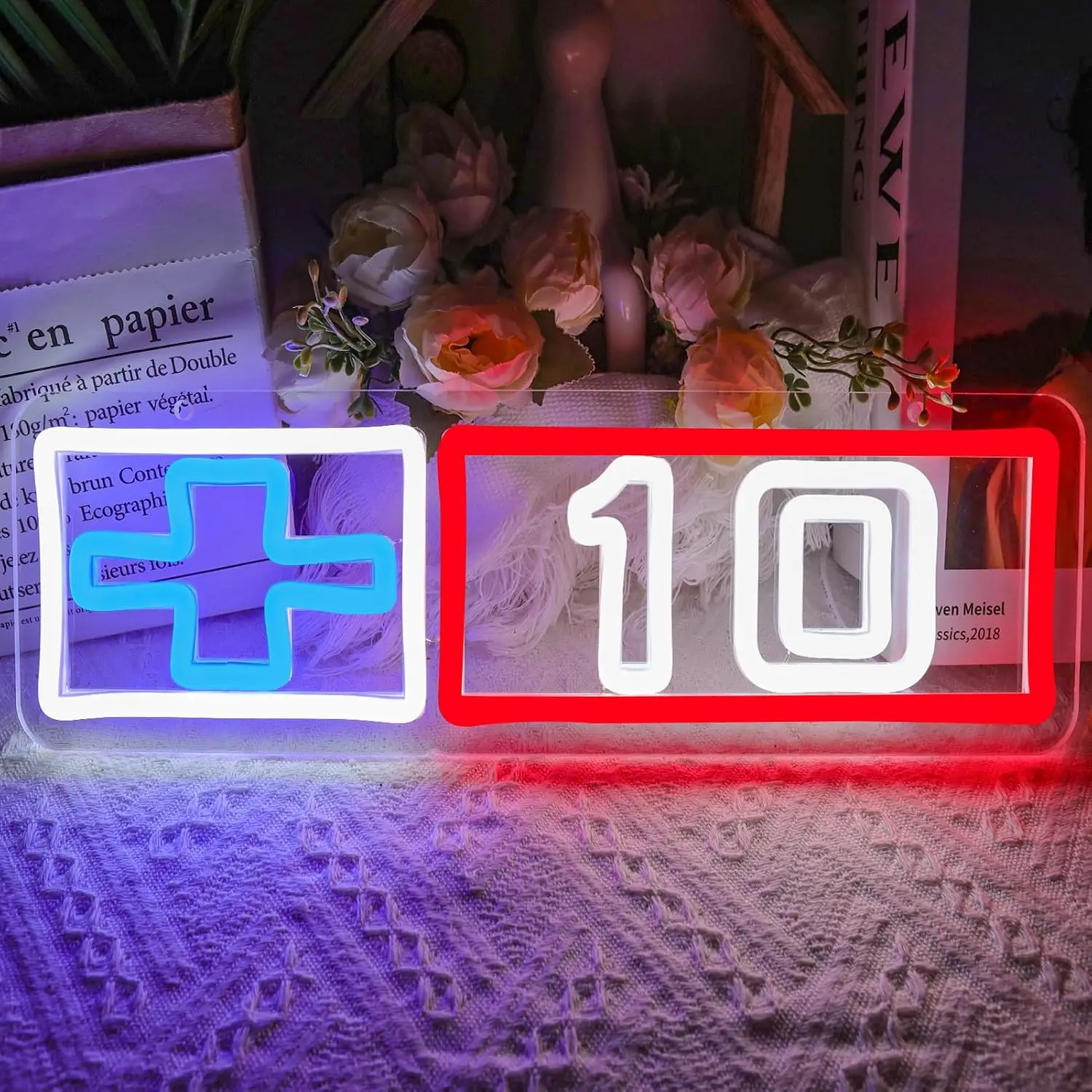 Cross Number 10 Neon Sign Christmas Decor LED Neon Light Medical Style Wall Art For Room Shop Xmas Holiday Gift USB Neon Lamp
