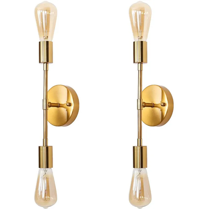 

Room Decor American Double-headed Led Edison Simple Iron Lamps Bedroom Living Room Bathroom Bathroom E27 Wall Light