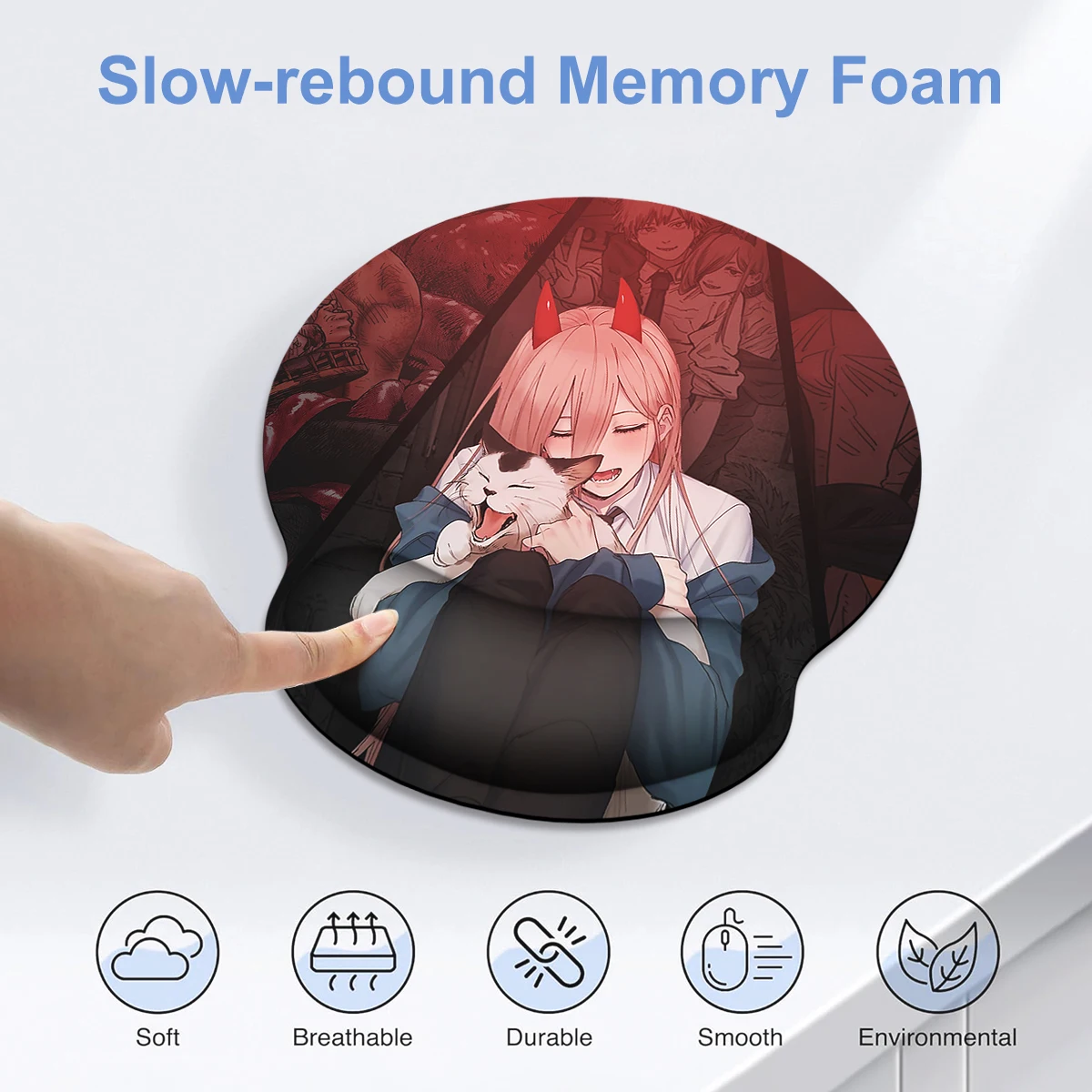 1pc  Anime Design Girl And Cat Wrist Mouse Pad Ergonomic Soft Anti-Slip Wrist Rest Support Mat Computer Mouse Pad For Office PC