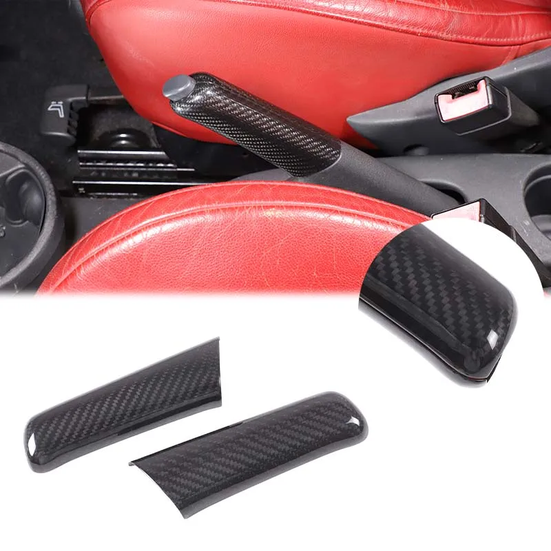 For Fiat 500 2007-2026 Real carbon fiber car center control handbrake lever cover decorative sticker car protection accessories