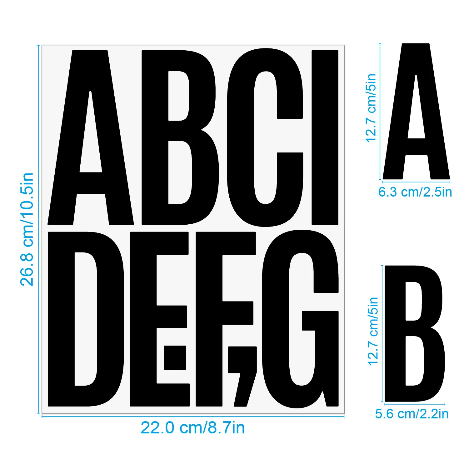 5 Inch Self Adhesive Vinyl Letters and Numbers Large Size for Family Birthday Party Decor Car Mailbox Wall Stickers