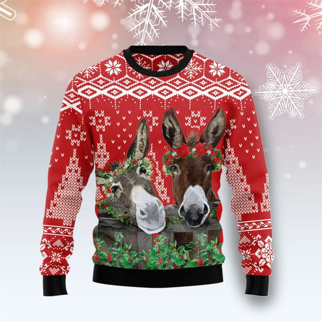 Dier 3D-geprinte lelijke kerstsweatshirts 3D-print Herfstmode Sweatshirts Y2K Kinderhoodies Sweatshirts voor heren en dames
