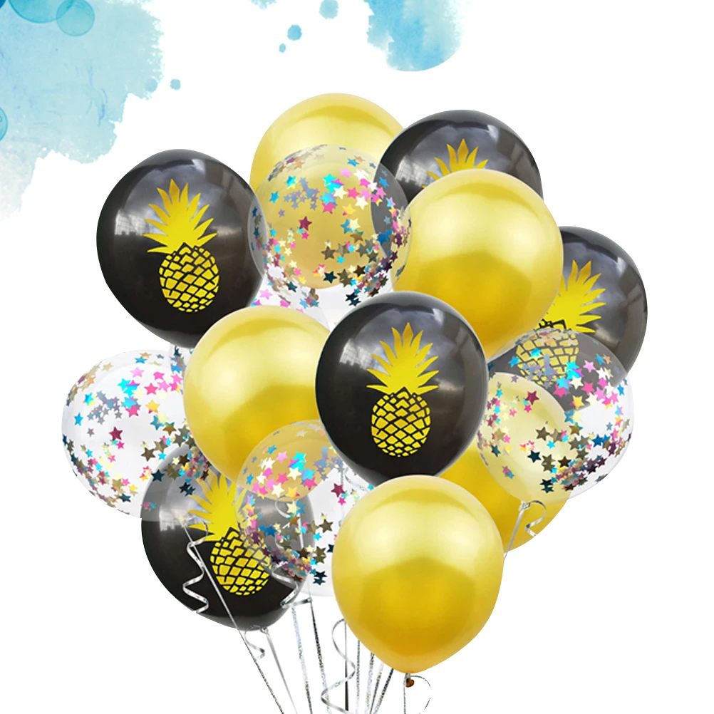 

15 Pcs Balloons Set Sequin Golden Pineapple Party Decoration Hawaiian Theme Kids Birthday Accessories Festive Balloon