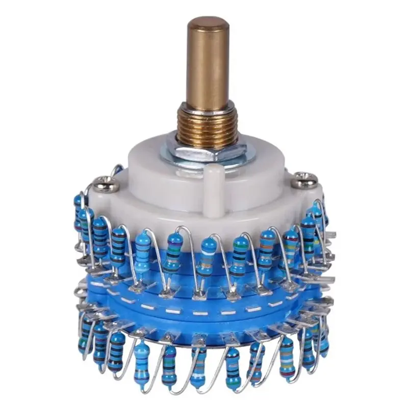 VELIF-Dual Channel Volume Potentiometer 24 Level 1M Stepper Round Handle Design New