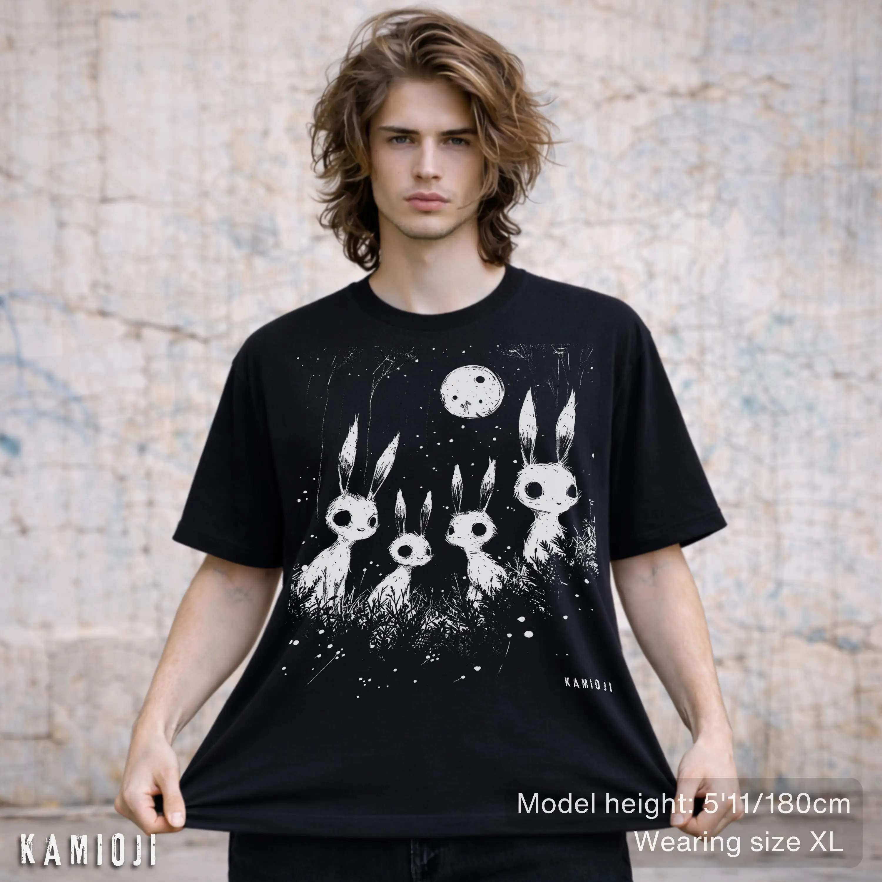 Weirdcore Bunny Shirt | Goth Rabbit Tee, Creepy Cute Dark Cottagecore | Alternative Clothing
