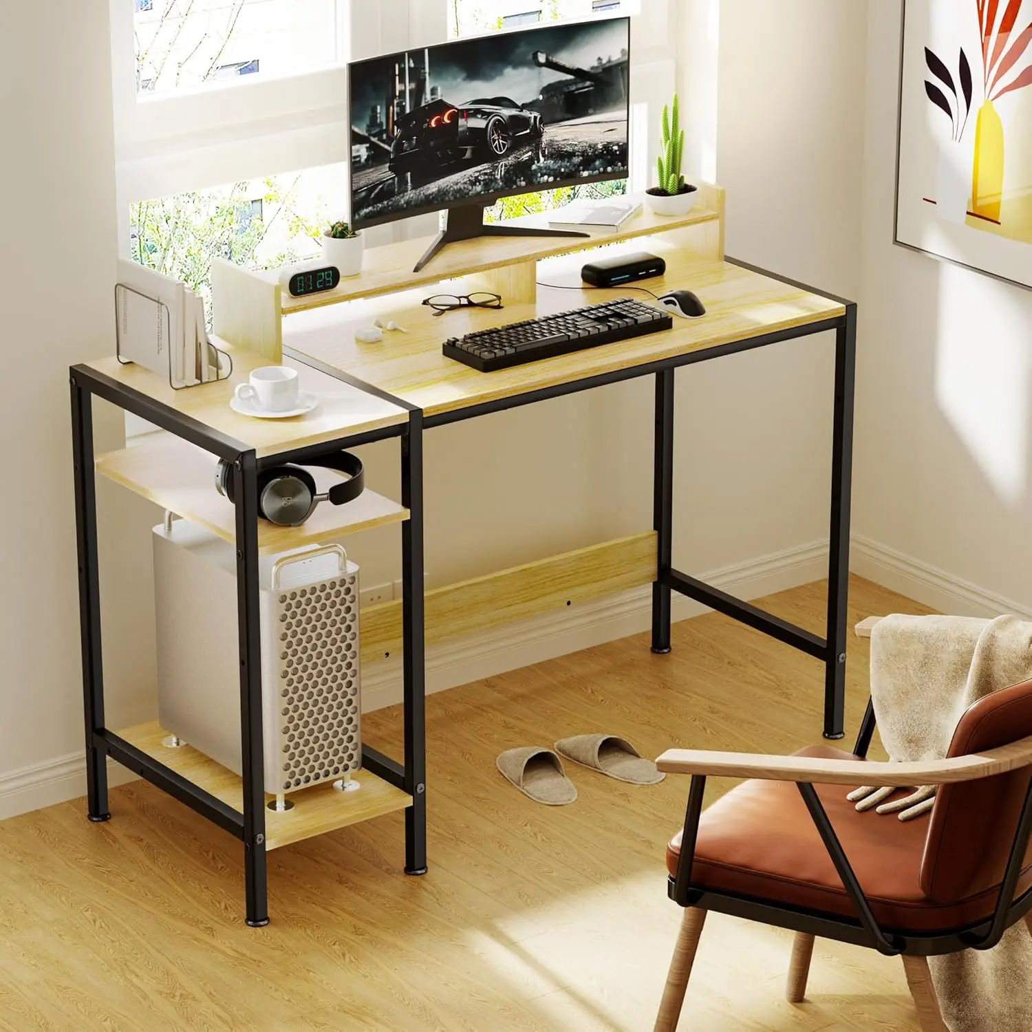 !@Combohome Customizable Modern Wooden Shelving Desktop Corner Computer Desk Study Table Office