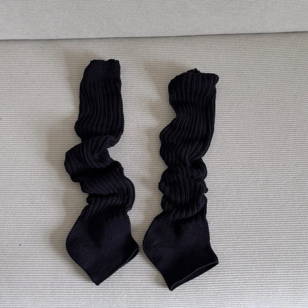 Solid Color Leg Warmers Knitted Texture Loose Fit Slouch Socks Long Length Slouch Stacked Design Stacked Leg Covers