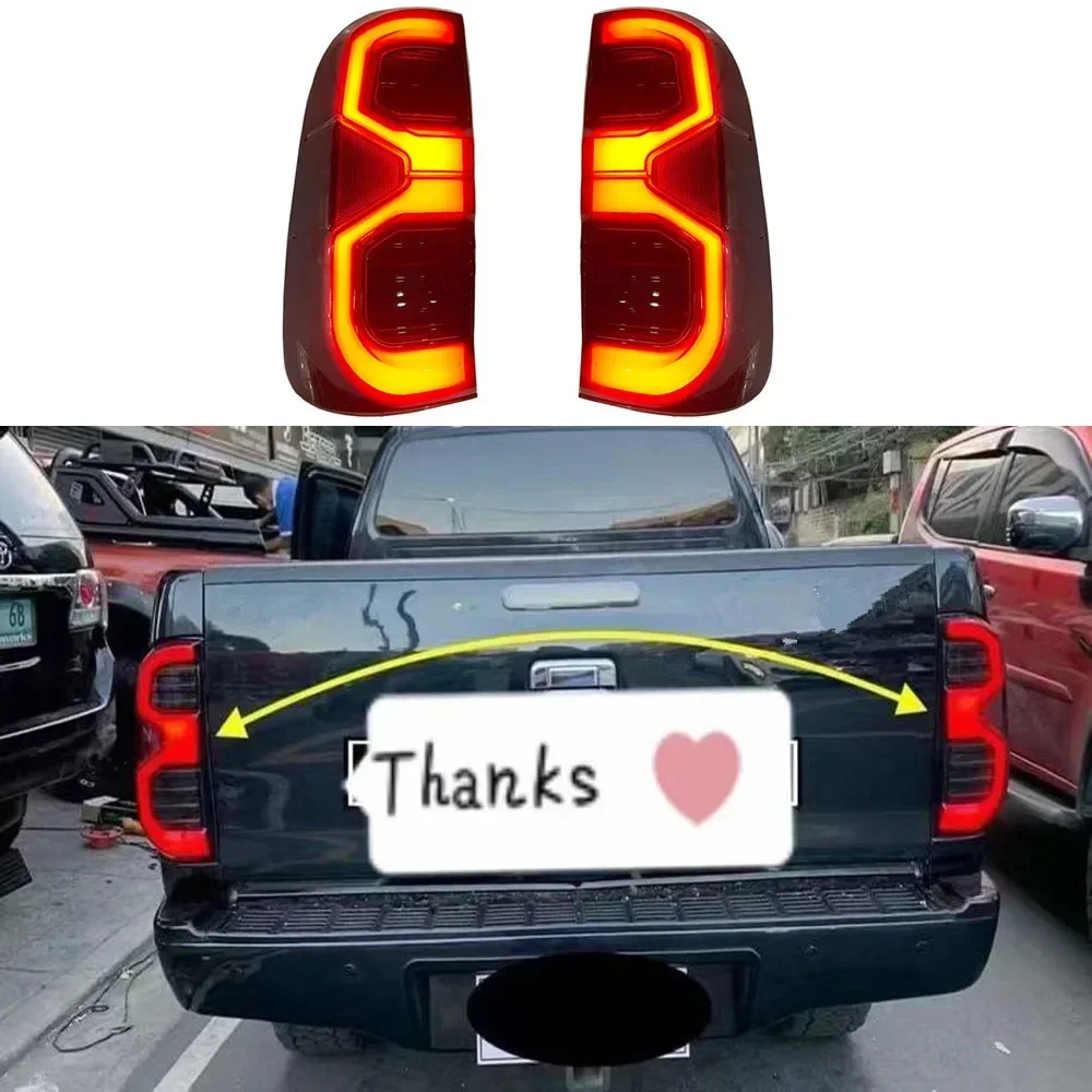 Modified Car LED Tail Lights Fit For Toyota Hilux Vigo 2004 2005 2012 2014 Smoke Black Led Taillight Rear Brake Lamp Lights