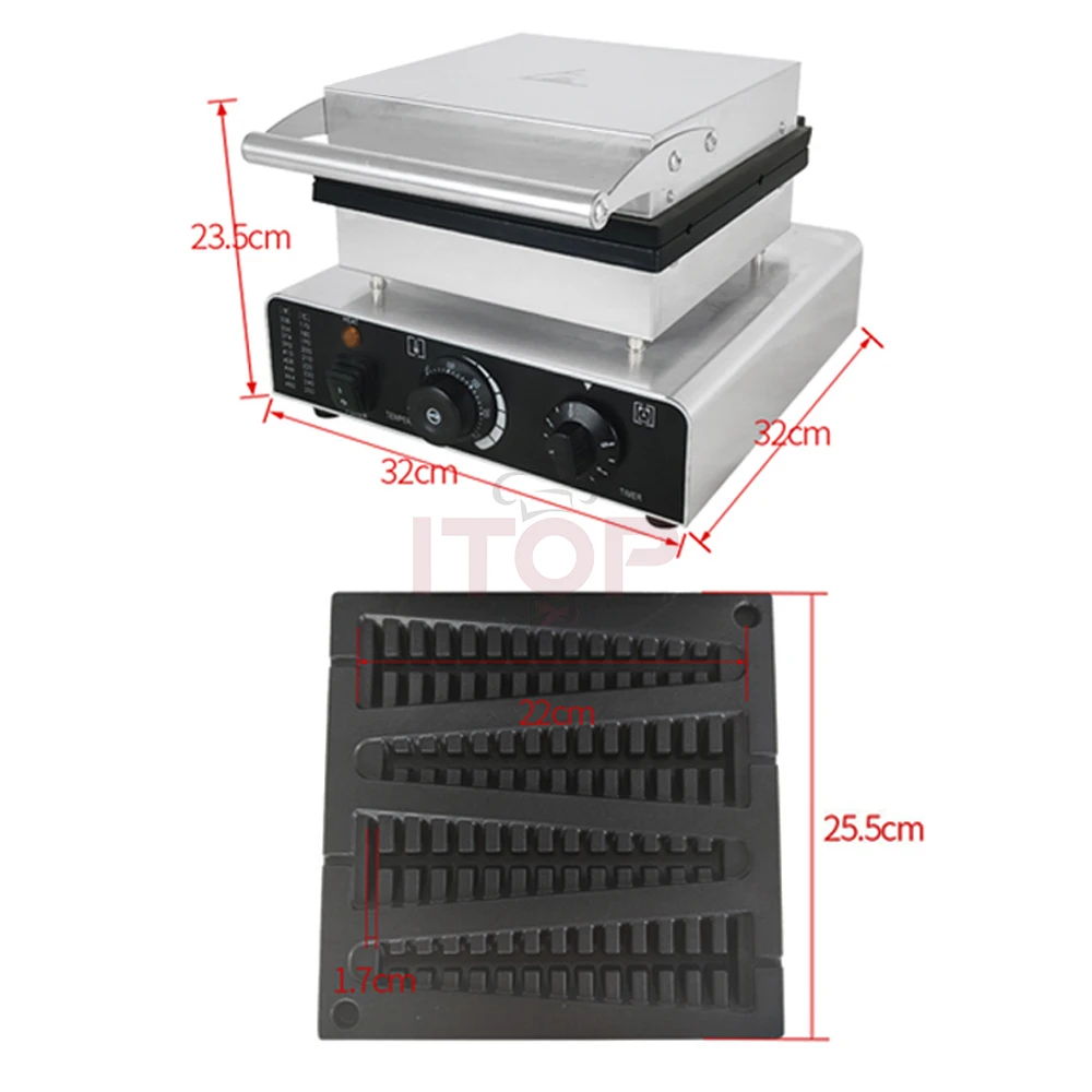 ITOP-máquina eléctrica para hacer gofres 2208, molde de árbol de pino, palo de gofres, sartén antiadherente de hierro fundido, 110V, 220V