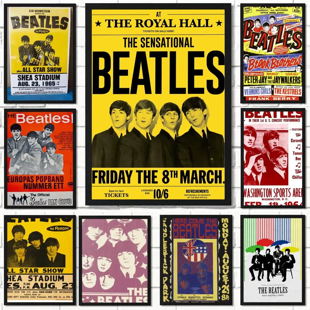 band T-The Beatles-S Poster Self Adhesive Wall Decor for Modern Home Cafe Office and Bar