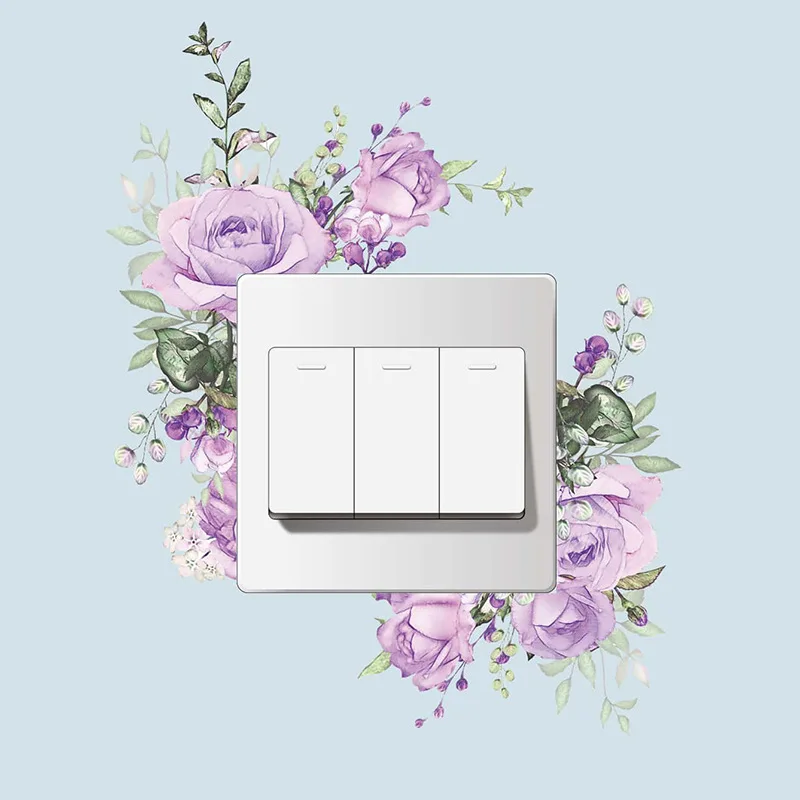 Dekorative Blumen-Aufkleber für Schalter, warme Wandaufkleber, Lichtschalter- und Steckdosen-Layout-Aufkleber, selbstklebende wasserdichte Tapete – Detail 12