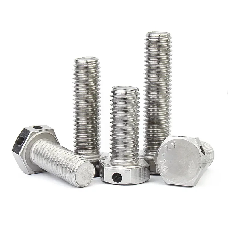 304 Stainless Steel External Hexagon Screw With Safety Hole For Lock Wire And Security M6 M8 M10 M12 M16