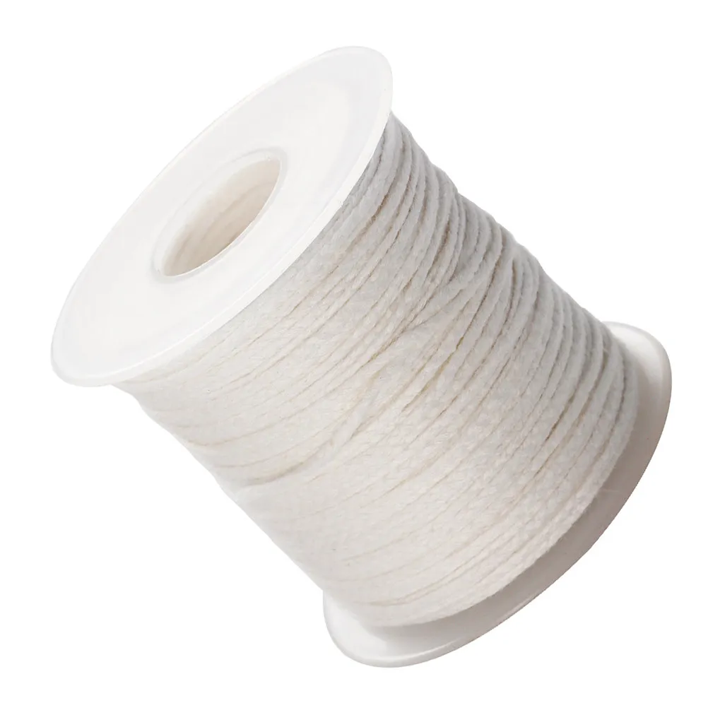 

2 Rolls Premium Cotton Wicks for Pillar Taper Candles DIY Making Braided Wick Spool 61 Meter White Curling Wick