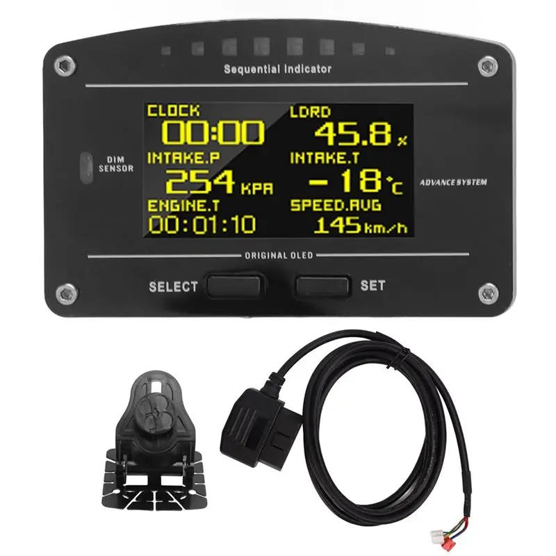 OLED Display Dashboard Multi-Function Race Dash Panel Board 11000RPM Racing Gauge Obdll Bluetooth Connectivity-ABQF