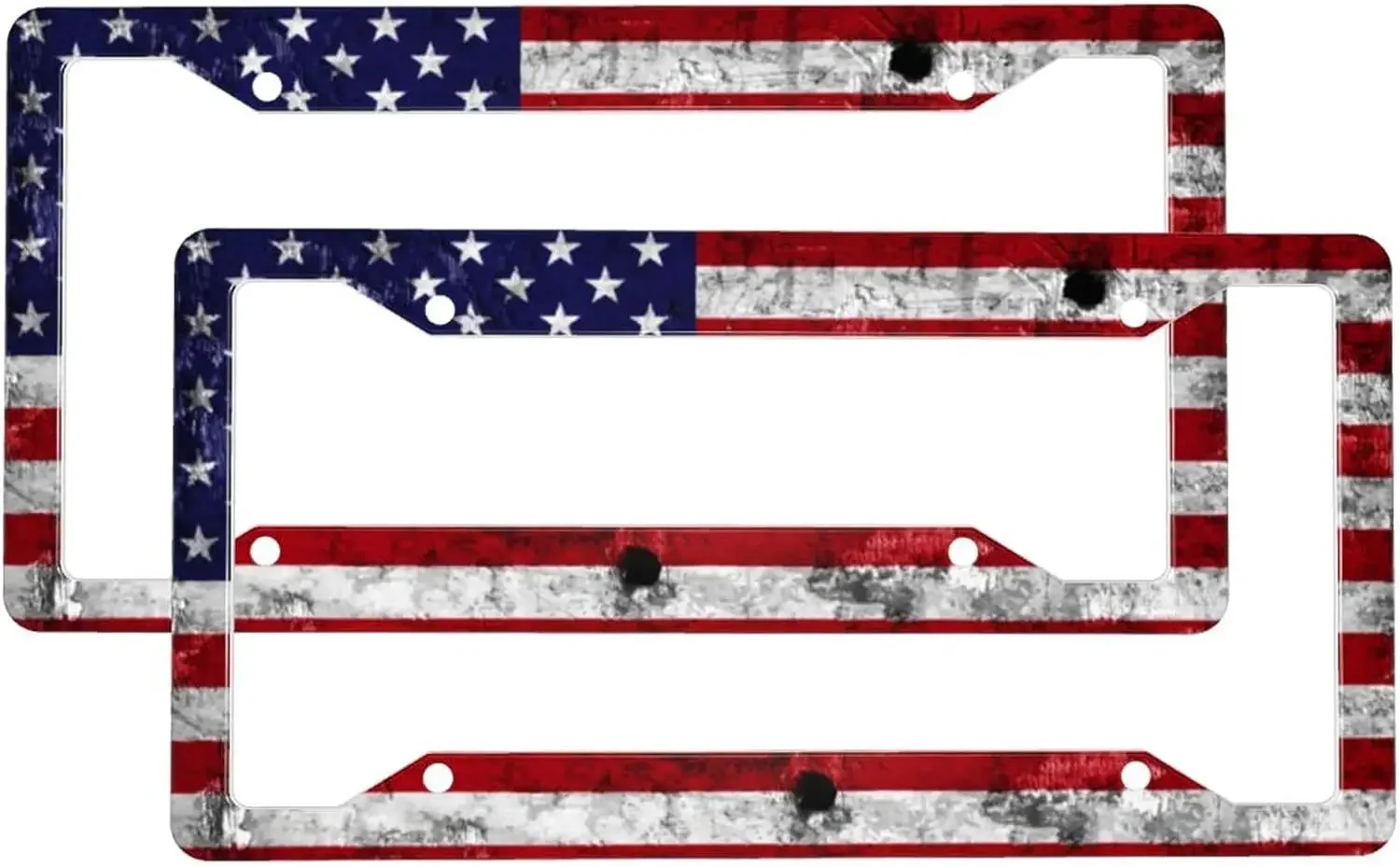 Telaio targa per auto modello bandiera americana Confezione da 2 porta targa con 4 fori Telaio per targhetta per auto per donne Uomini Veicoli statunitensi