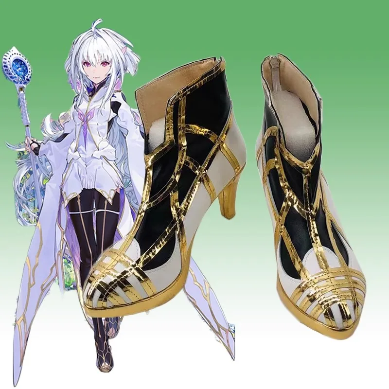 

2025 Fate/Grand Order FGO Merlin, костюм для косплея, обувь в стиле аниме, ботинки из искусственной кожи ручной работы