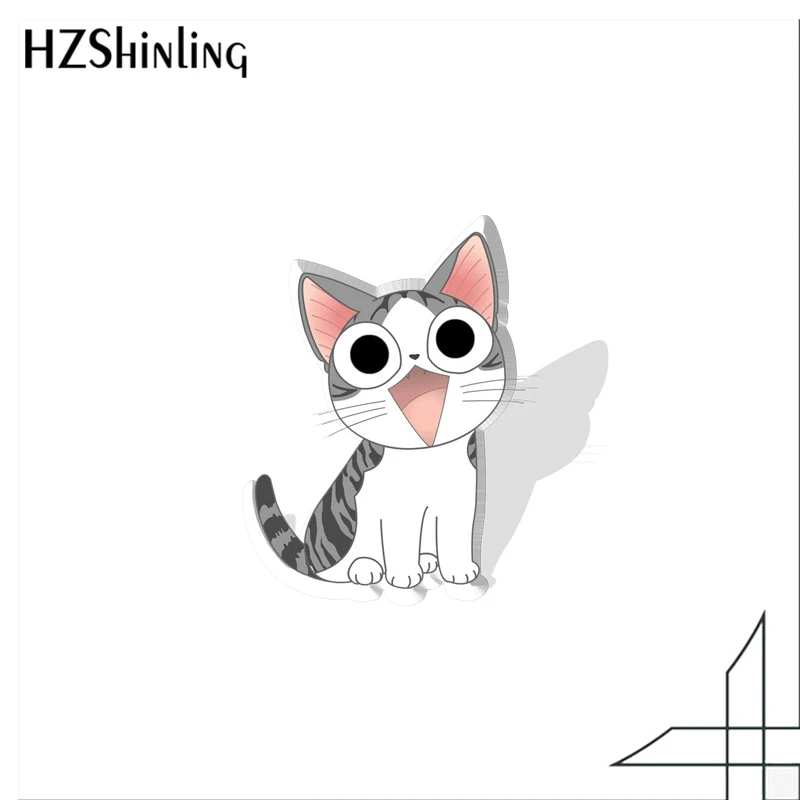 Cartoon Cute Striped Kitten Acrylic Collar Pin Pattern Anime Acrylic Lapel Pins Resin Acrylic Epoxy