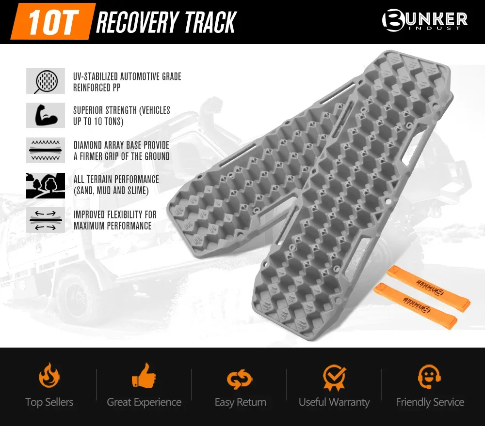 Grey PP 10T 4x4 Offroad Car Snow Sand Traction Board Recovery Tracks