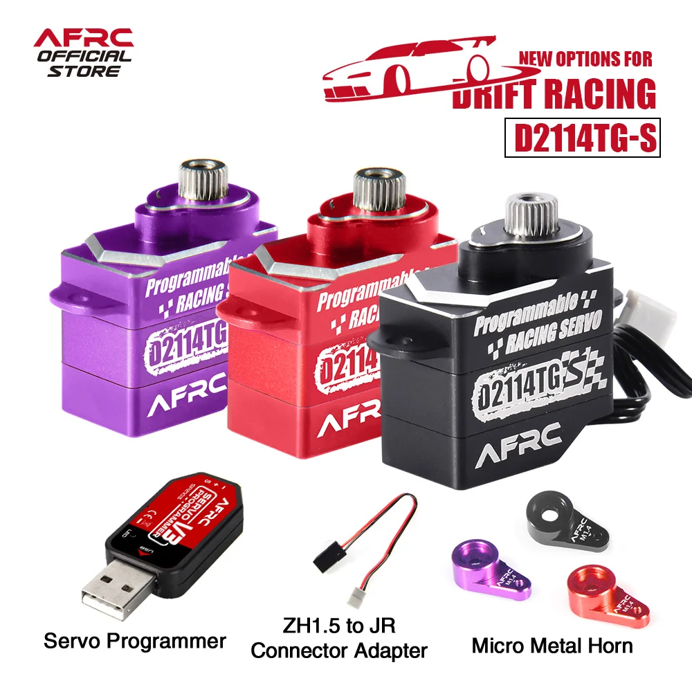 AFRC-D2114TG-S 11g Tutto In Metallo Programmabile Micro Super Mute Servo Sterzo Per MINI Z 1/28 1/24 Modello di Auto Assemblaggio FAI DA TE