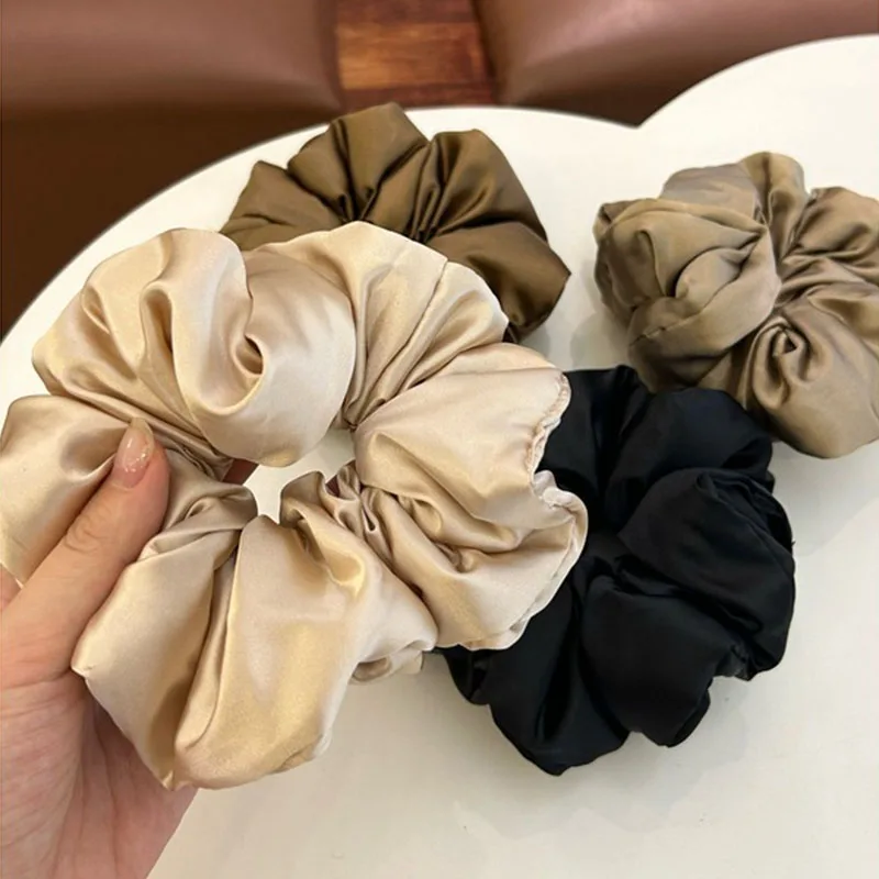 Superior Satin Pillow Large Intestine Scrunchie Superior Sense Coffee Color Elastic Hair Rope Hair Accessories