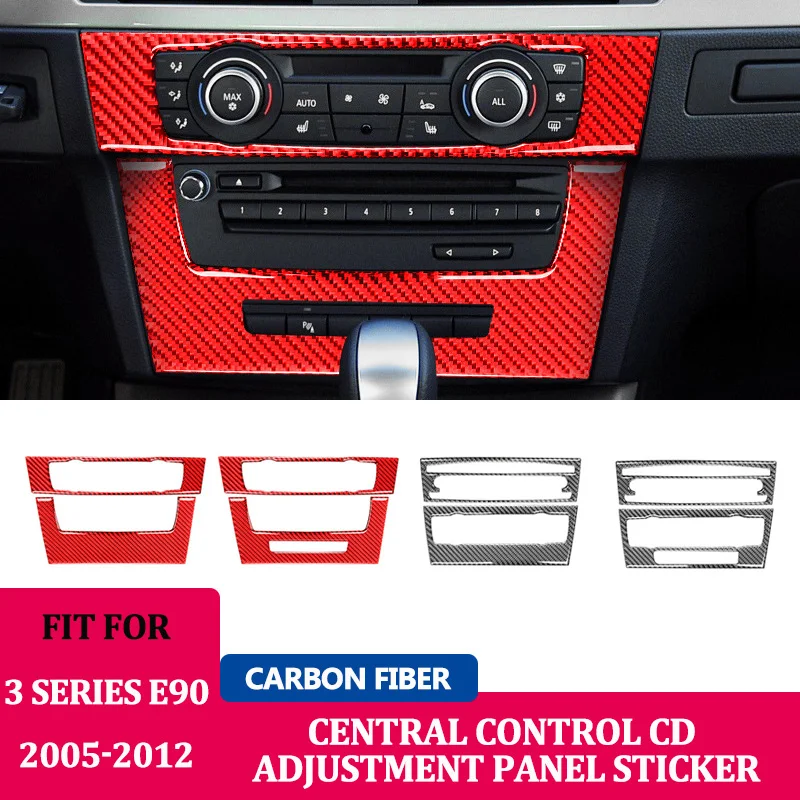 

Fit for BMW 3 Series E90 E92 320i 2005-2012 Car Central Console Air Conditioning CD Panel Carbon Fiber Decorative Sticker