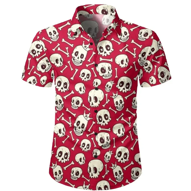 

Men's Skull Shirts Casual Short Sleeve Shirt For Men Clothing 2024 Summer Men's Clothing Loose Oversized Lapel Shirt Tops Camisa
