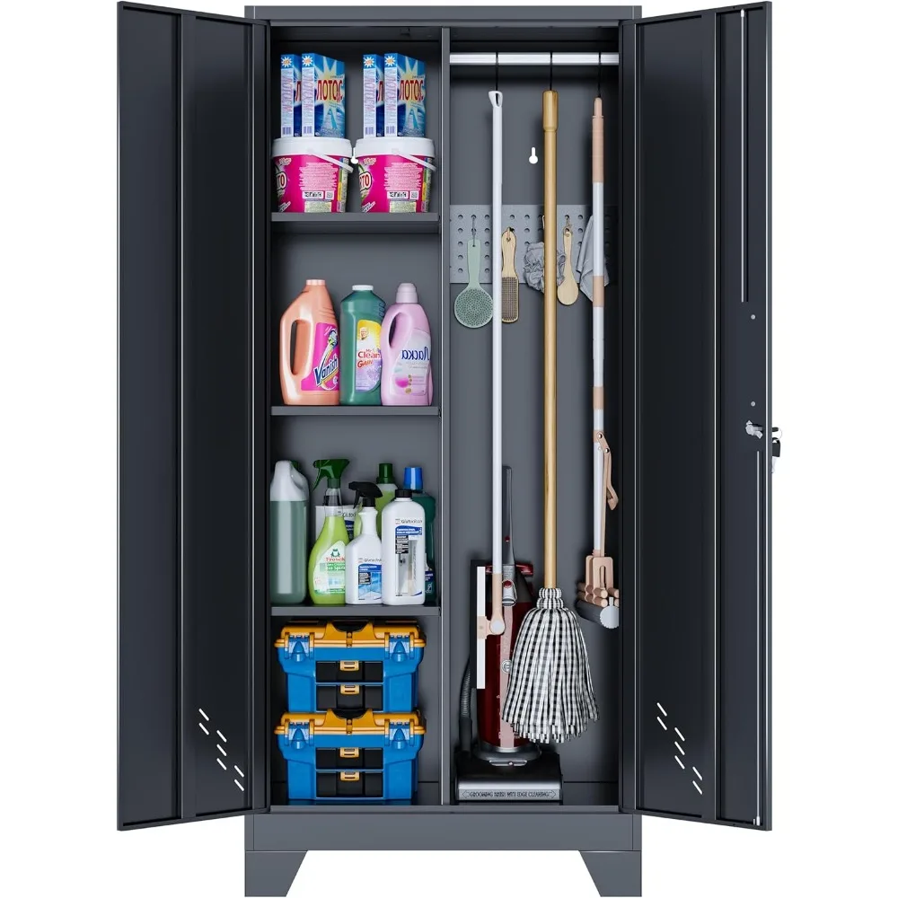 

Storage Cabinets with Locking Doors,61" Tall Metal Cleaning Tool Cabinet,Storage Cabinet with Shelves for Laundry Room,Home Offi