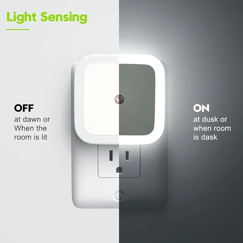 1/4 ชิ้น LED แถบไฟกลางคืนพร้อมเซ็นเซอร์ Dusk To Dawn อัตโนมัติเหมาะสําหรับห้องโถงห้องนอนห้องครัวบันไดไฟห้อง